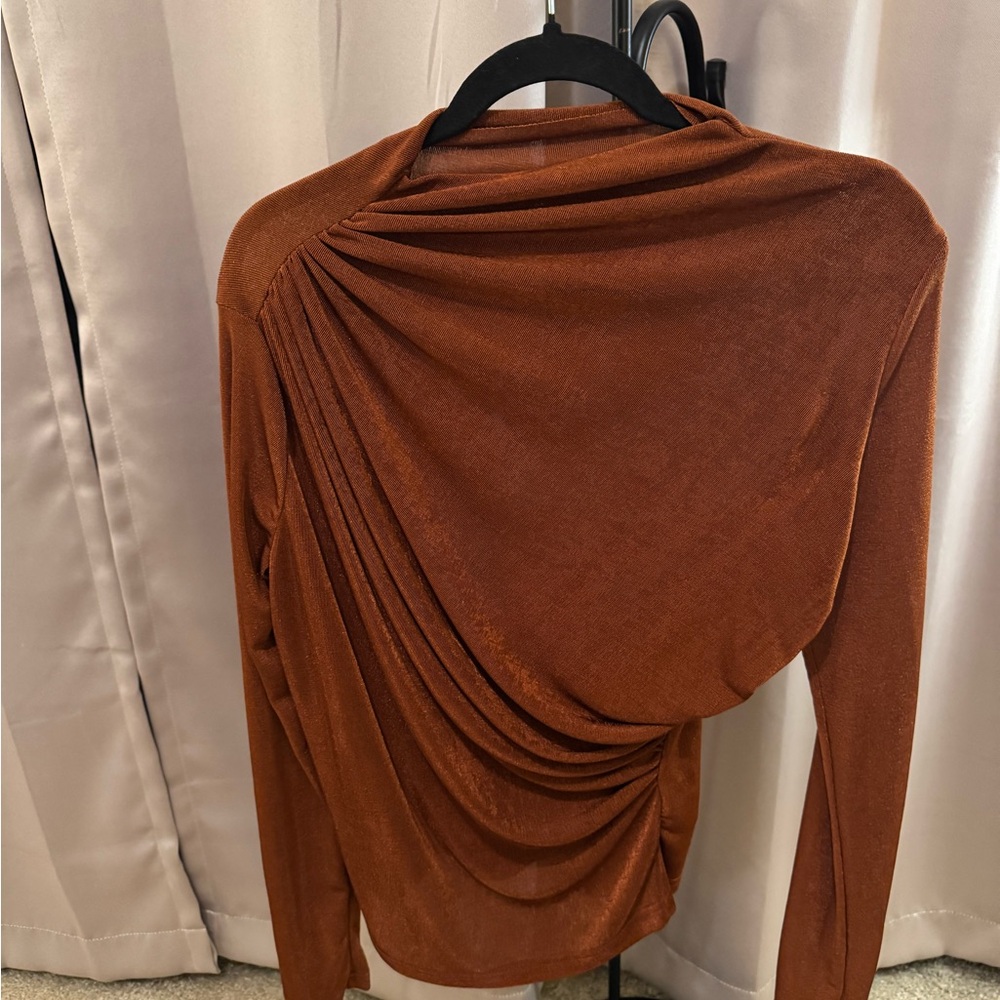 SHEIN Rust Drape Blouse #2007
